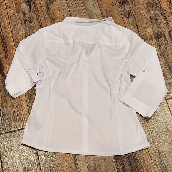 🔸️NWT Zac & Rachel White Buttoned Adjustable Long Sleeve Top Large - Picture 3 of 13
